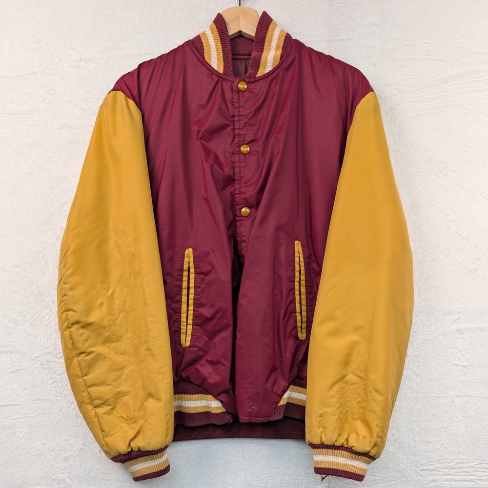 VTG Jacket Men's XL Burgundy Colorblock Bomber Varsity Collegiate Streetwear 80s